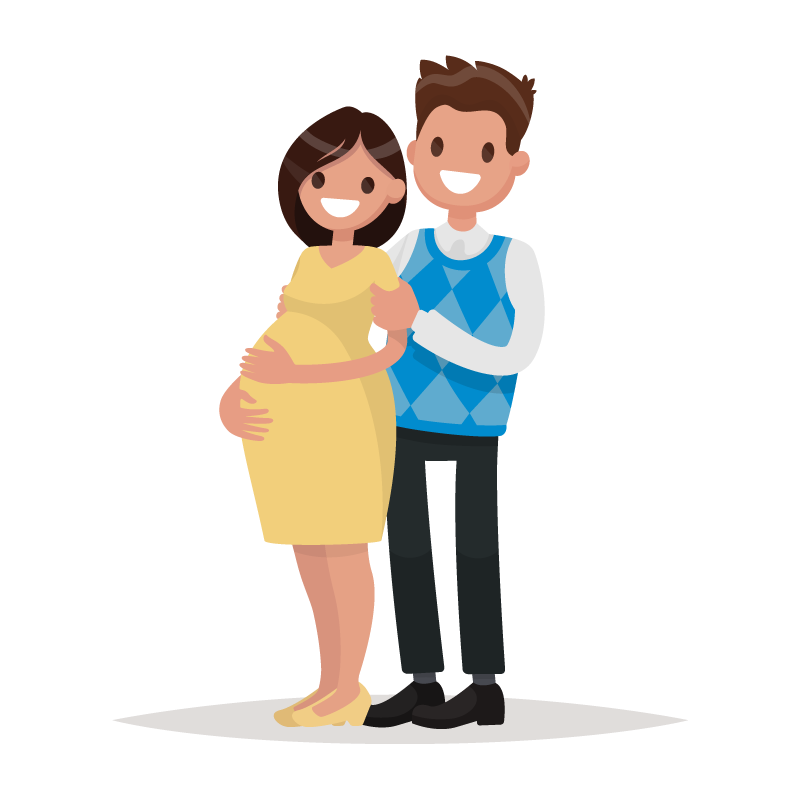 Illustration von einer schnwangeren Frau und ihrem Mann